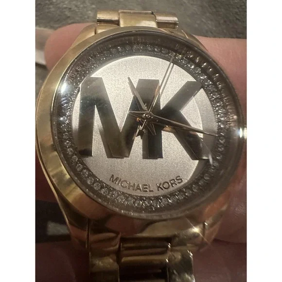 Michael Kors MK-3549 Watch Rose Gold Logo Dial Crystal 5 ATM Stainless SteelRARE - Picture 7 of 10